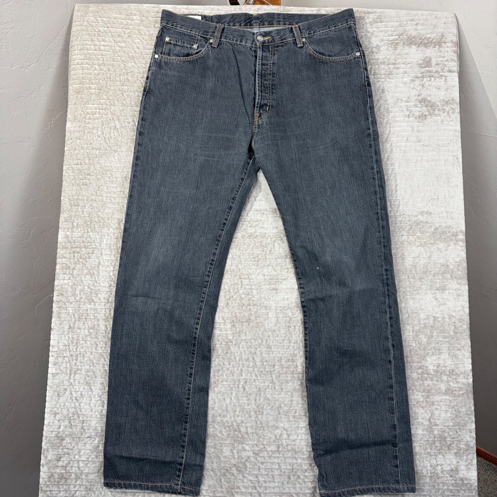 Lacoste Mens Straight Leg Jeans Dark Grey Button Fly Denim Size 48 EU 37 US